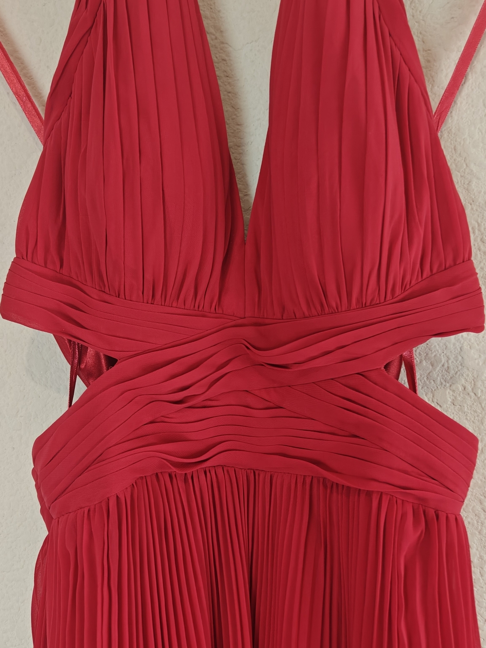 Hailey by Adrianna Papell Pink Pleated Halter Cocktail Dress Cutout Waist Size 0 - Picture 7 of 16